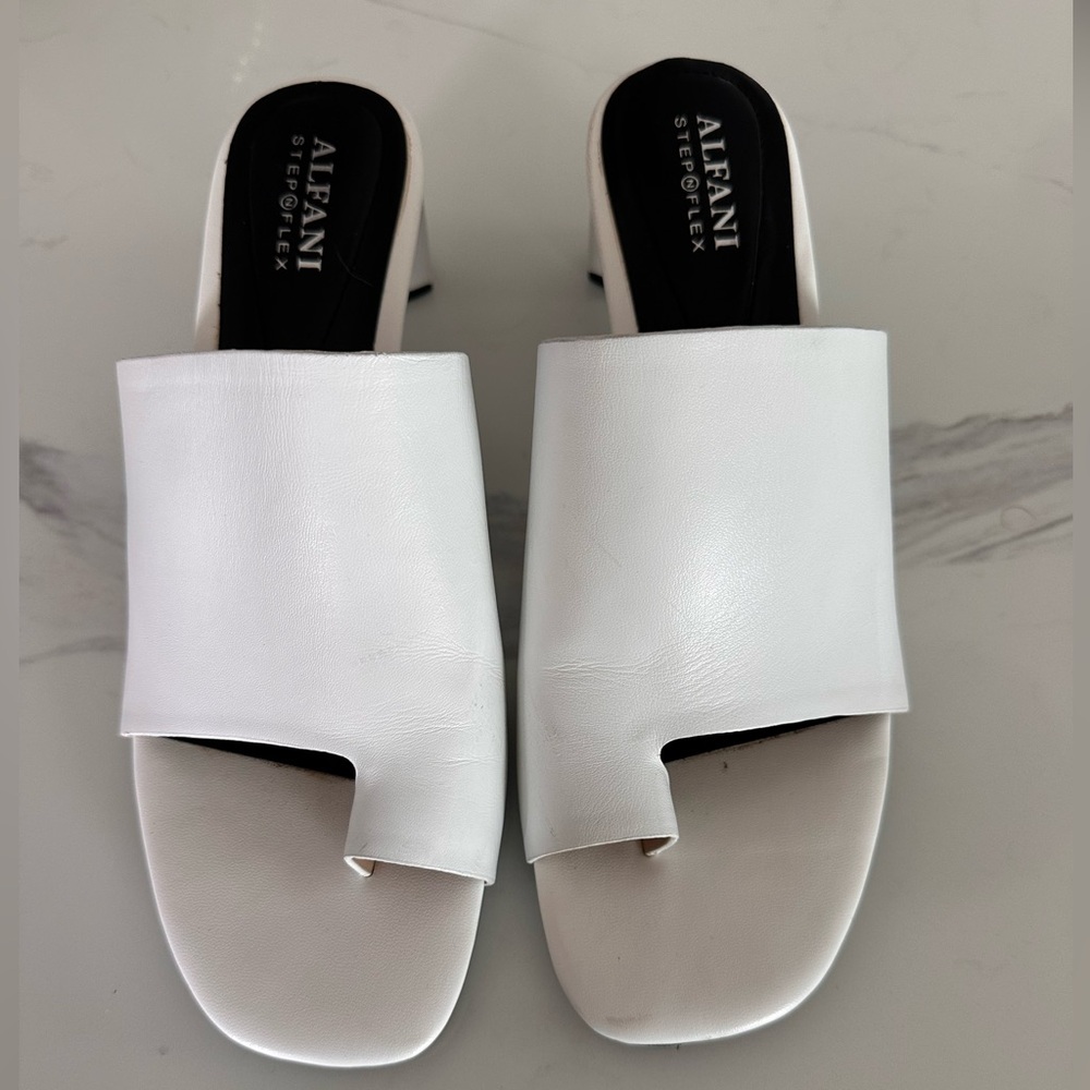 Alfani Step Flex White Leather Low 2in Heels